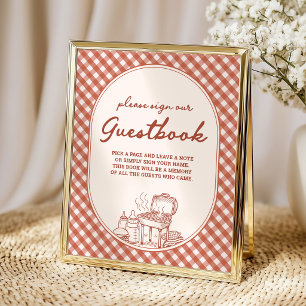Gastenboek  Baby Q BBQ koppels baby shower Poster