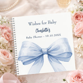 Gastenboek Baby Shower blauwe strik jongen wensen Notitieboek