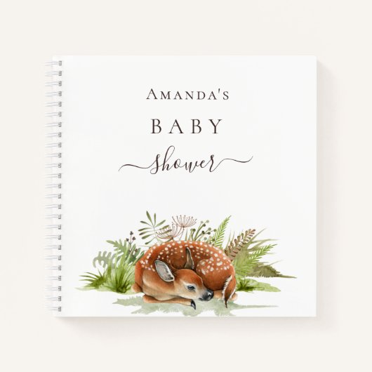 Gastenboek baby shower bosdieren herten schattig notitieboek (Voorkant)