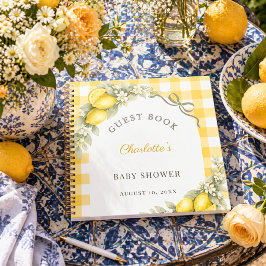 Gastenboek baby shower citroenen gingham zomer notitieboek