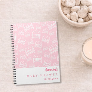 Gastenboek Baby Shower Meisje roze witte wiegen Notitieboek