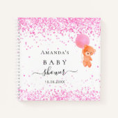 Gastenboek baby shower roze teddybeer meisje notitieboek (Voorkant)