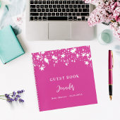 Gastenboek baby shower roze witte sterren meisje notitieboek