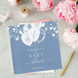 Gastenboek baby shower stoffige blauwe sterrenball notitieboek