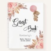 Gastenboek baby shower teddy pampas grass roze notitieboek (Voorkant)