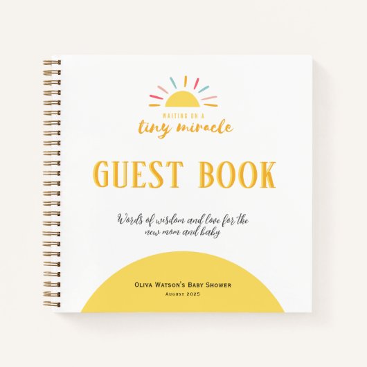 Gastenboek, Baby shower Tiny Miracle Sunshine Notitieboek (Voorkant)