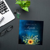 Gastenboek baby shower zonnebloemen blauw sky notitieboek