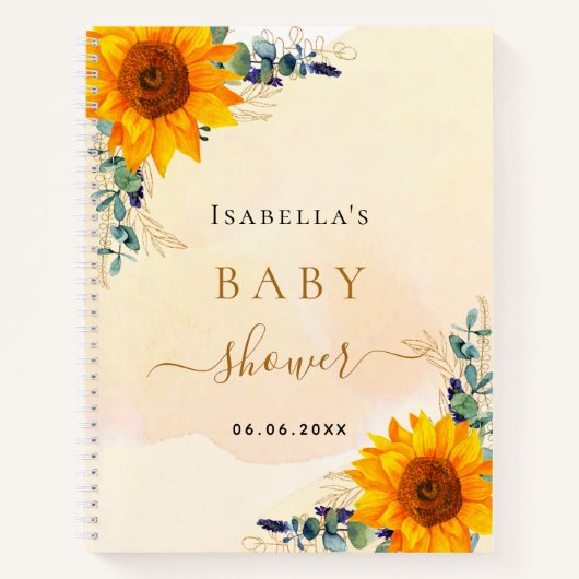 Gastenboek baby shower zonnebloemen notitieboek (Voorkant)