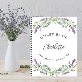 Gastenboek babyshower lavendel violet eucalyptus notitieboek