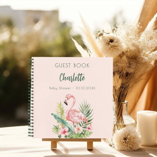 Gastenboek babyshower roze flamingo meisje notitieboek