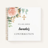 Gastenboek bevestiging roze bloemengroen notitieboek (Voorkant)