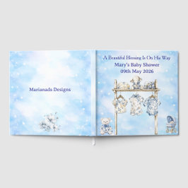 Gastenboek - Bewerkbare Blauwe Chinoiserie Baby Sh