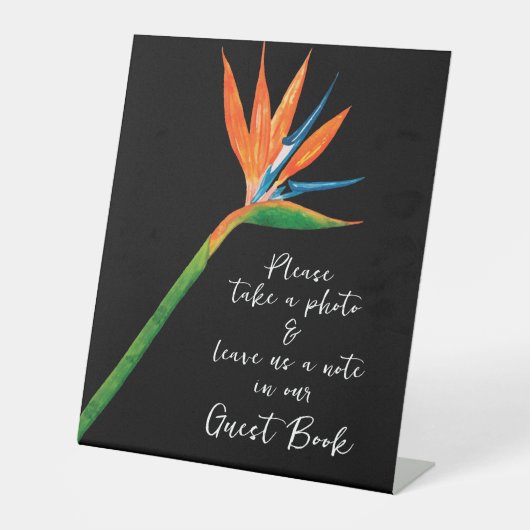 Gastenboek Bird of Paradise Reclamebord Met Voetstuk (Voorkant)