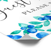 Gastenboek. Blauwe mint bosbessen scriptie bruilof Poster (Hoek)