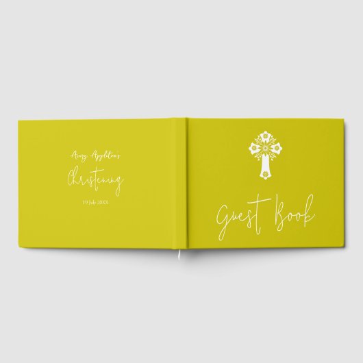 Gastenboek Bloemkruis Doop Geel (Volledig)