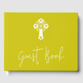 Gastenboek Bloemkruis Doop Geel (Voorkant)