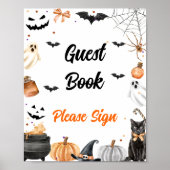 " Gastenboek " Boo Black Cat Halloween teken Poster (Voorkant)