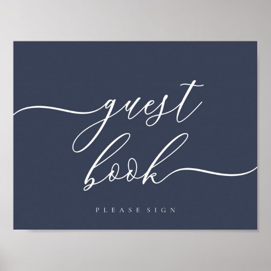 Gastenboek Bord eenvoudig Navy Poster (Voorkant)