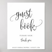 Gastenboek Bord, Minimalistische Calligrafie Poste Poster (Voorkant)