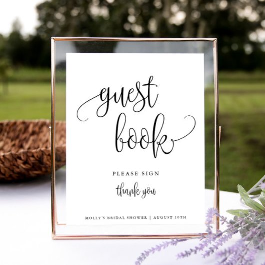 Gastenboek Bord, Minimalistische Calligrafie Poste Poster