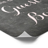 Gastenboek Bord Roze Aquarel Bloemen Krijtbord Poster (Hoek)