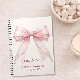 Gastenboek Bridal Shower roze strik ivoorkleurige  Notitieboek