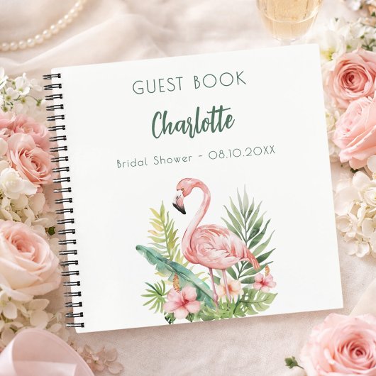 Gastenboek bruidsdouche roze flamingo notitieboek