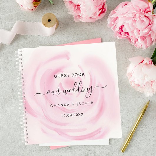 Gastenboek bruiloft blush roze rozenbloem notitieboek