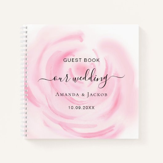 Gastenboek bruiloft blush roze rozenbloem notitieboek (Voorkant)