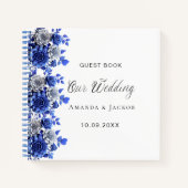 Gastenboek bruiloft koninklijke blauwe bloemen wit notitieboek (Voorkant)