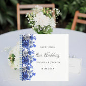 Gastenboek bruiloft koninklijke blauwe bloemen wit notitieboek