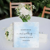 Gastenboek bruiloft lichtblauw zilveren glitter notitieboek