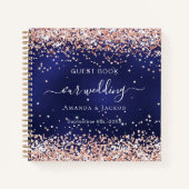 Gastenboek bruiloft marineblauw roos goud notitieboek (Voorkant)