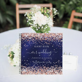 Gastenboek bruiloft marineblauw roos goud notitieboek