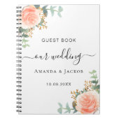 Gastenboek bruiloft wit rose goud blush bloemen notitieboek (Voorkant)