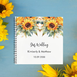 Gastenboek bruiloft zonnebloemen waterverf notitieboek