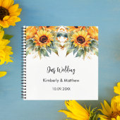 Gastenboek bruiloft zonnebloemen waterverf notitieboek