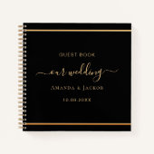 Gastenboek bruiloft zwart goud elegant notitieboek (Voorkant)