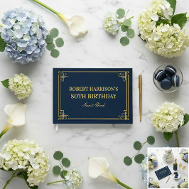 Gastenboek Chic Navy Goud 80e Verjaardag