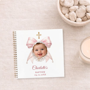 Gastenboek Doop Roze Strik Meisje Foto Notitieboek