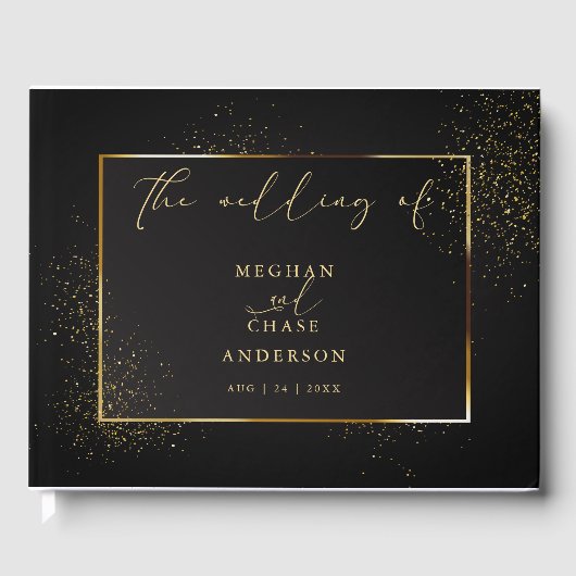 GASTENBOEK | Elegant Black en Gold Glitter (Voorkant)
