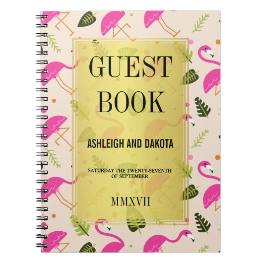 Gastenboek | Fabulous Modern Hot Pink Flamingo's Notitieboek (Voorkant)