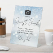 Gastenboek foto Chic script winter bruiloft Reclamebord Met Voetstuk (Insitu)