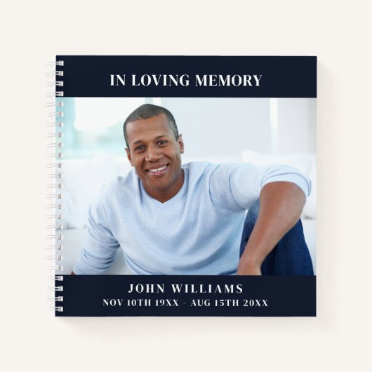 Gastenboek gedenkteken begrafenis donkerblauwe fot notitieboek (Voorkant)