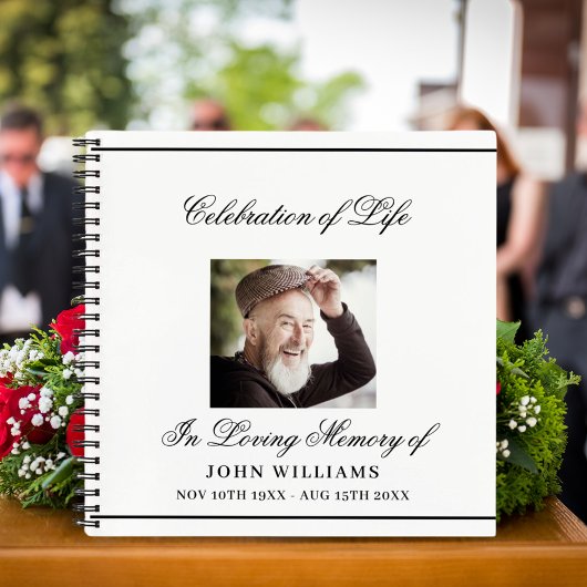 Gastenboek gedenkteken begrafenis eenvoudige foto notitieboek
