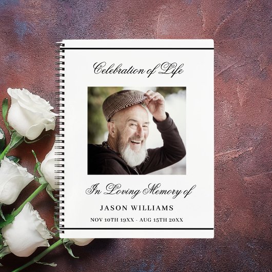 Gastenboek gedenkteken begrafenis eenvoudige foto notitieboek