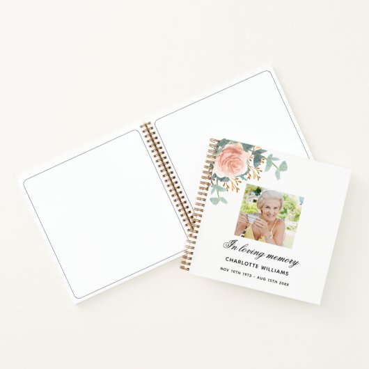 Gastenboek gedenkteken begrafenis roos gouden bloe notitieboek (Binnen)