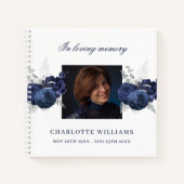 Gastenboek gedenkteken begrafenis wit blauw foto notitieboek (Voorkant)