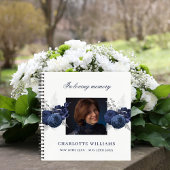 Gastenboek gedenkteken begrafenis wit blauw foto notitieboek