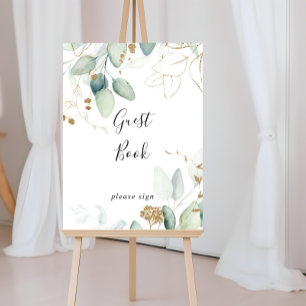Gastenboek Goud Eucalyptus Calligrafie Bord Poster